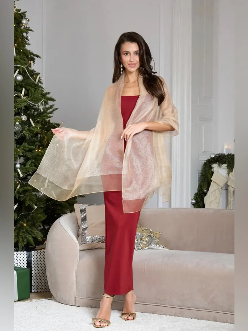 SAACHI Glitter Dress Scarf in Corn Silk/OS - Picture 3 of 11